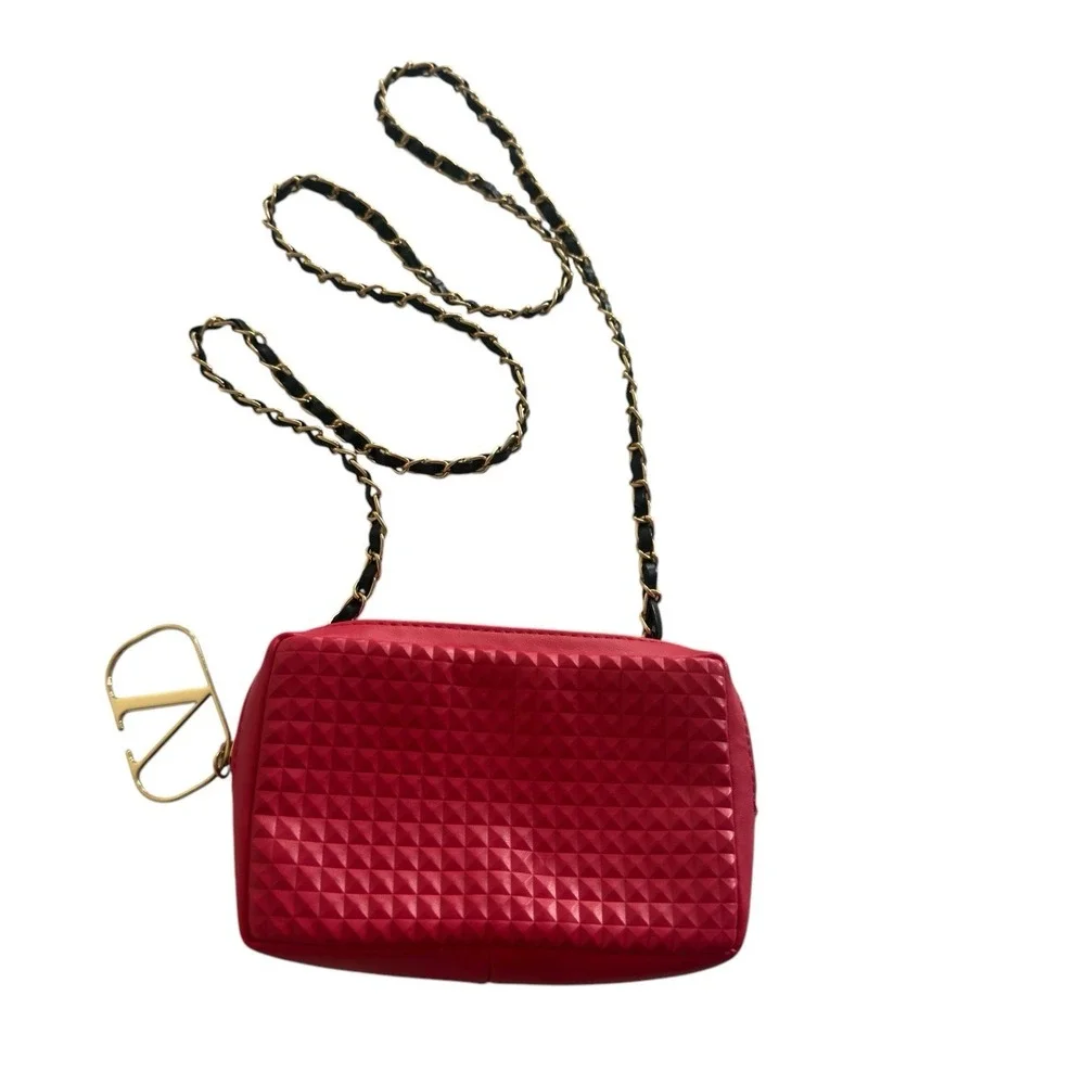 Valentino Rockstud Crossbody black & gold chain Purse Clutch Bag makeup pouch - Picture 2 of 5